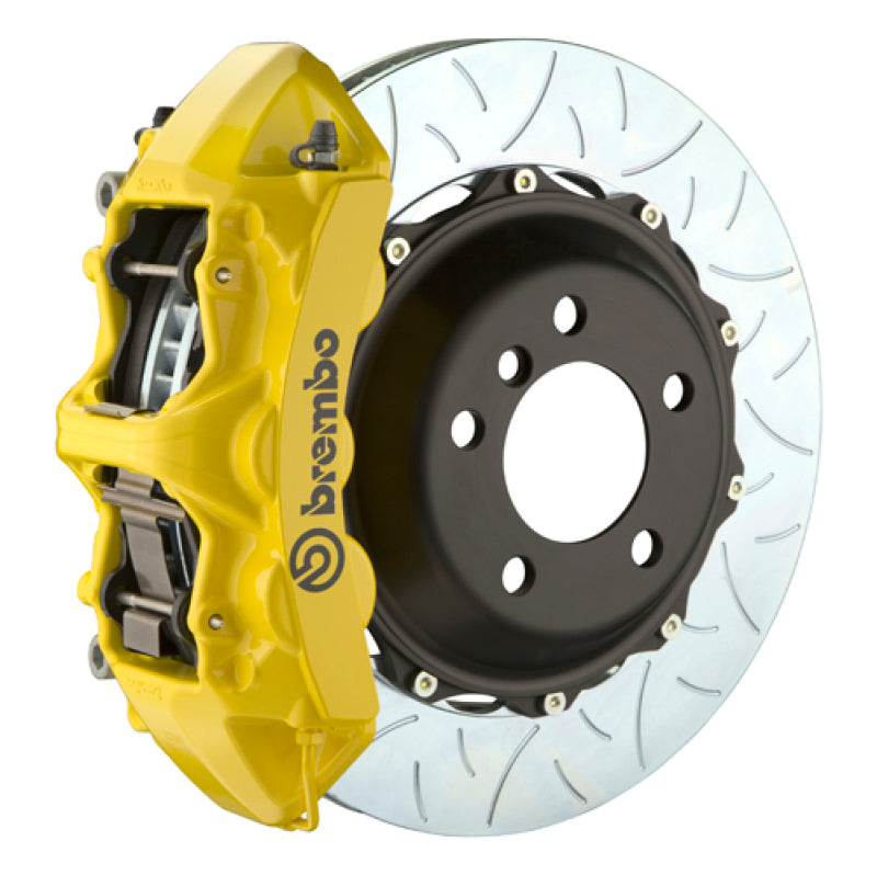 Brembo Front GT BBK 6 Piston Cast 355x32 2pc Rotor Slotted Type3- Yellow for 04-17 Subaru WRX/STI