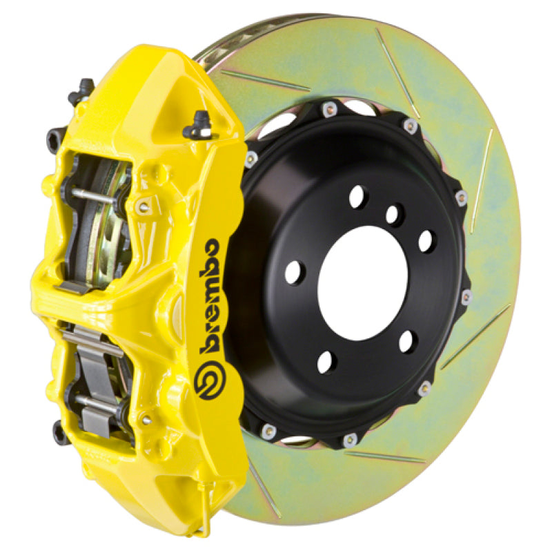 Brembo Front GT BBK 6 Piston Cast 355x32 2pc Rotor Slotted Type1-Yellow for 04-17 Subaru WRX/STI