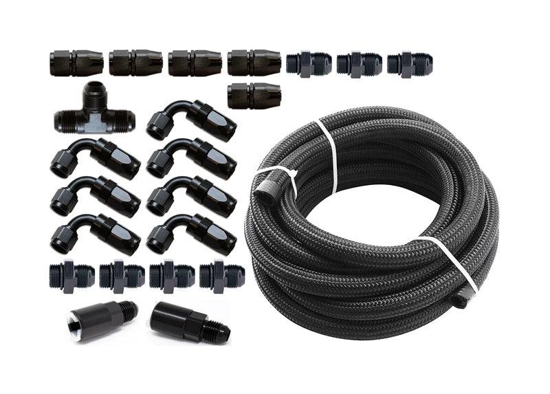 Torque Solution Braided Fuel Line Kit for -6 Aeromotive FPR: for 02-14 Subaru WRX/STI