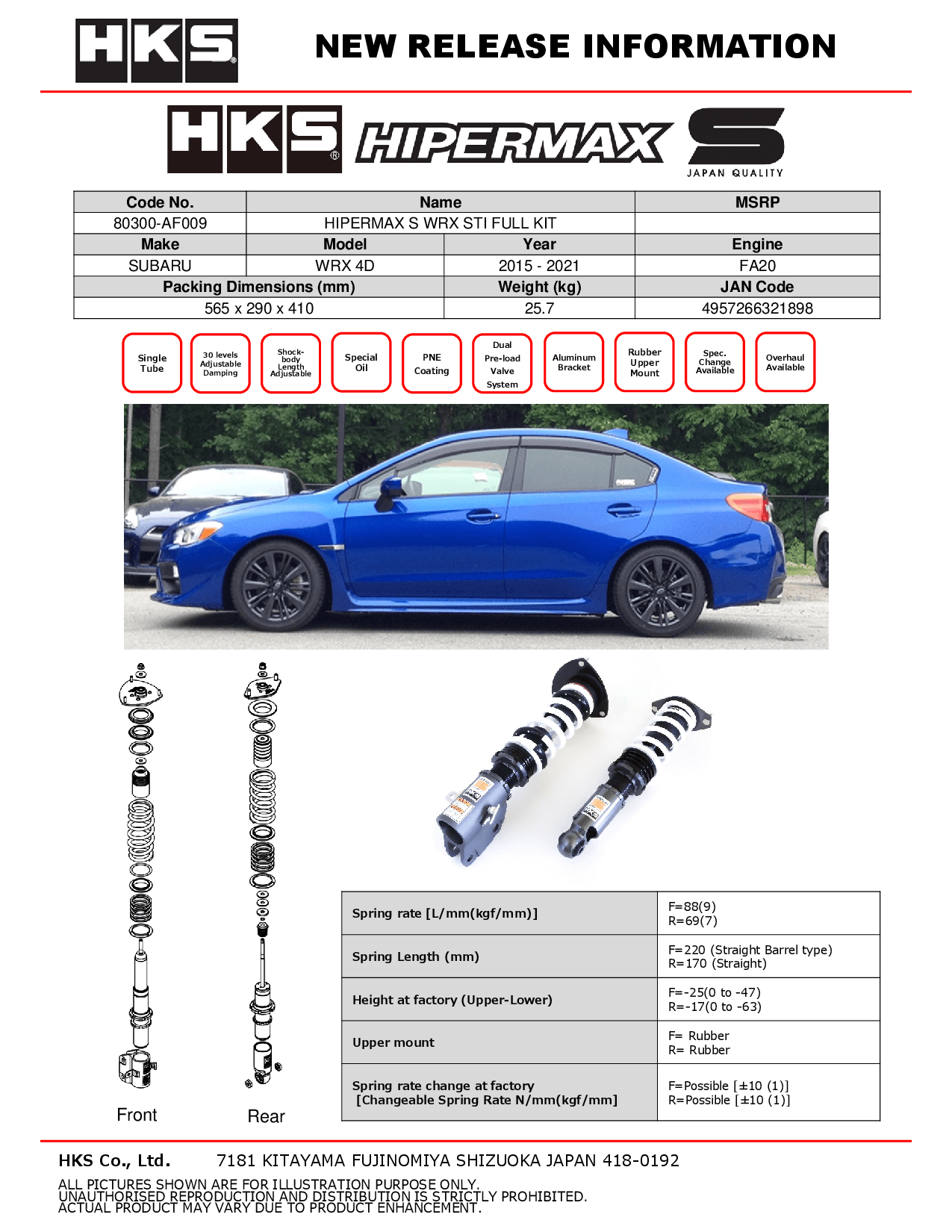 HKS HIPERMAX S WRX STI Full Kit