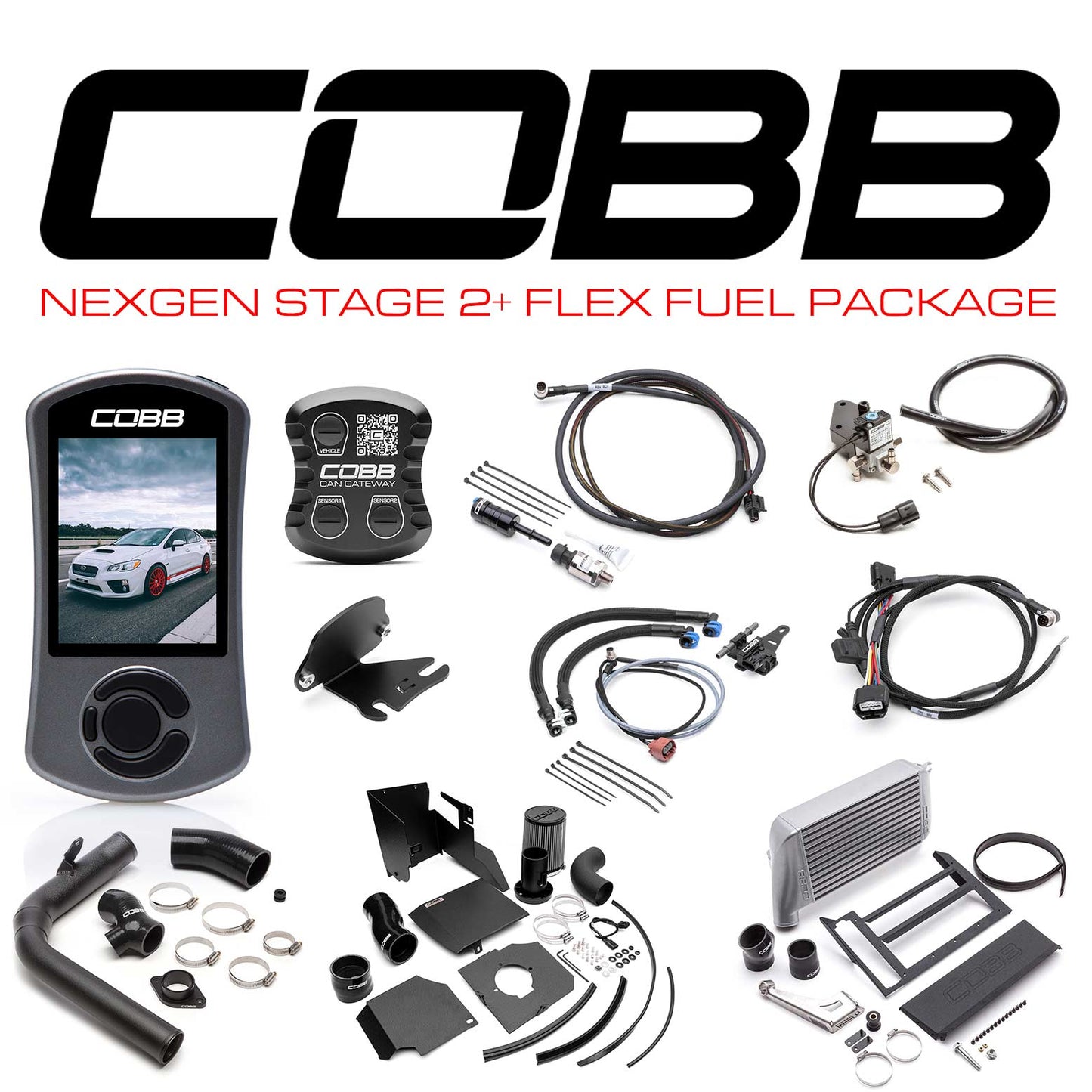 Cobb 15-17 Subaru WRX NexGen Stage 2 + CAN Flex Fuel Power Package (SF Intake) - Silver