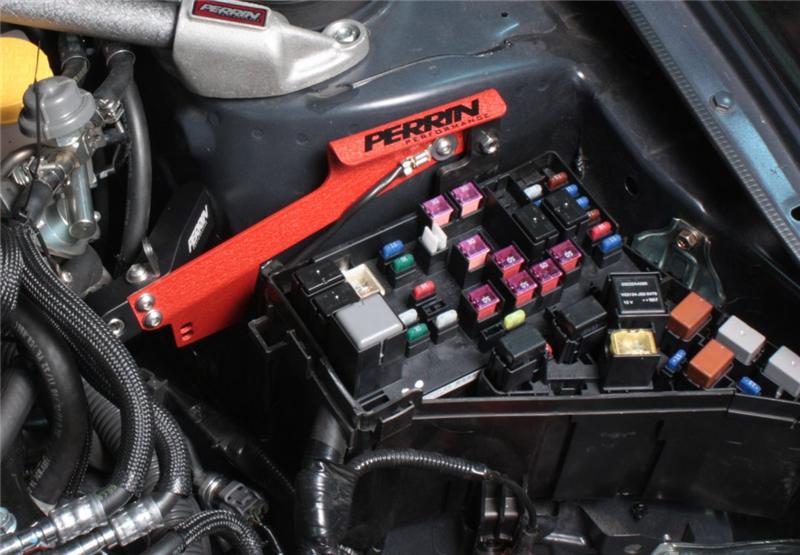 Perrin Performance PERRIN Master Cylinder Bracket - Red for 08-14 Subaru WRX/Impreza - view 2