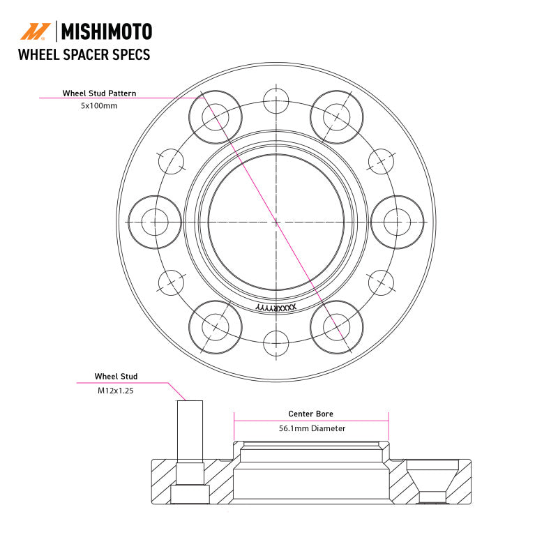 Mishimoto Wheel Spacers - 5x100 - 56.1 - 25 - M12 - Black - view 5