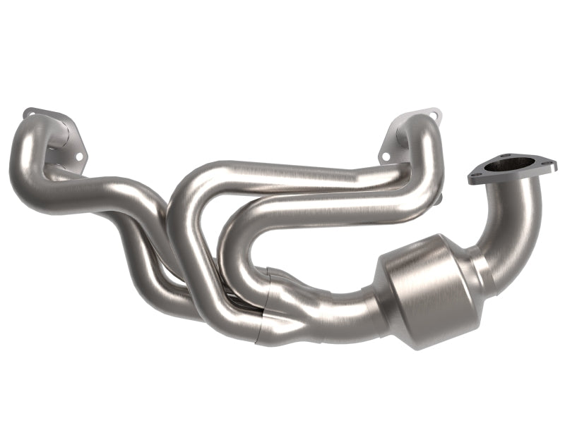 aFe Twisted Steel 304 Stainless Steel Header with Cat Outback - view 2