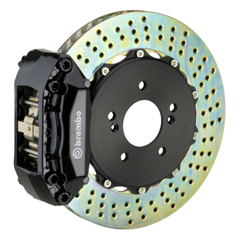 Brembo Front GT BBK 4 Piston Cast 2pc 328x28 2pc Rotor Drilled-Black for 93-01 Subaru Impreza