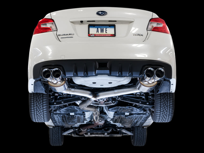 AWE Tuning + VA Sedan Touring Edition Exhaust - Chrome Silver Tips for 2015 Subaru WRX - view 2