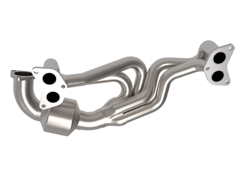 aFe Twisted Steel 304 Stainless Steel Header with Cat Outback - view 4