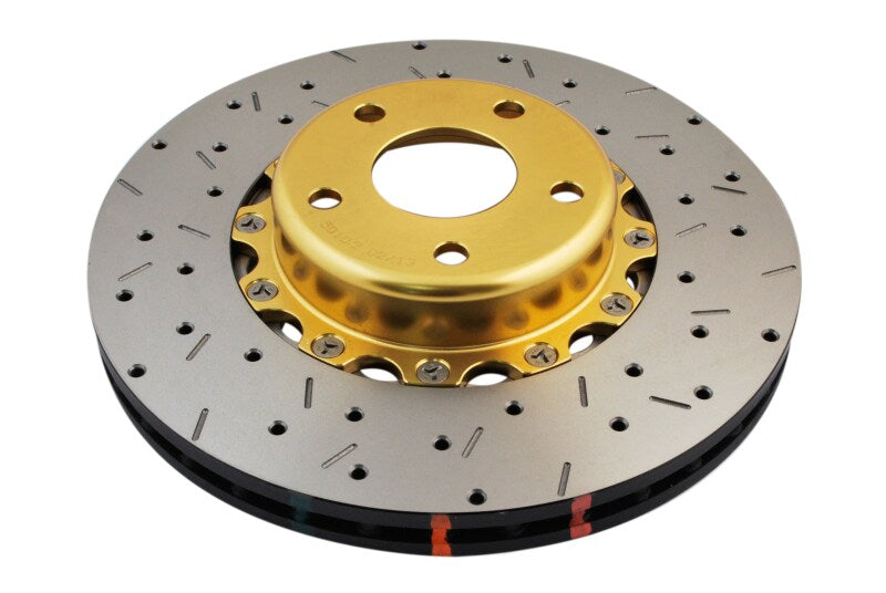DBA 13+ FR-S 13+ BRZ Premium Front Drilled Slotted 5000 Series Rotor with Gold Hat for 02-10 Subaru WRX