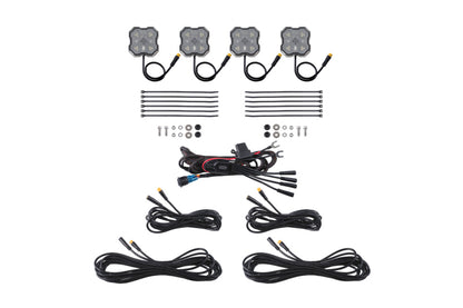 Diode Dyamics Rock Light - Red/White - M8 4-Pack