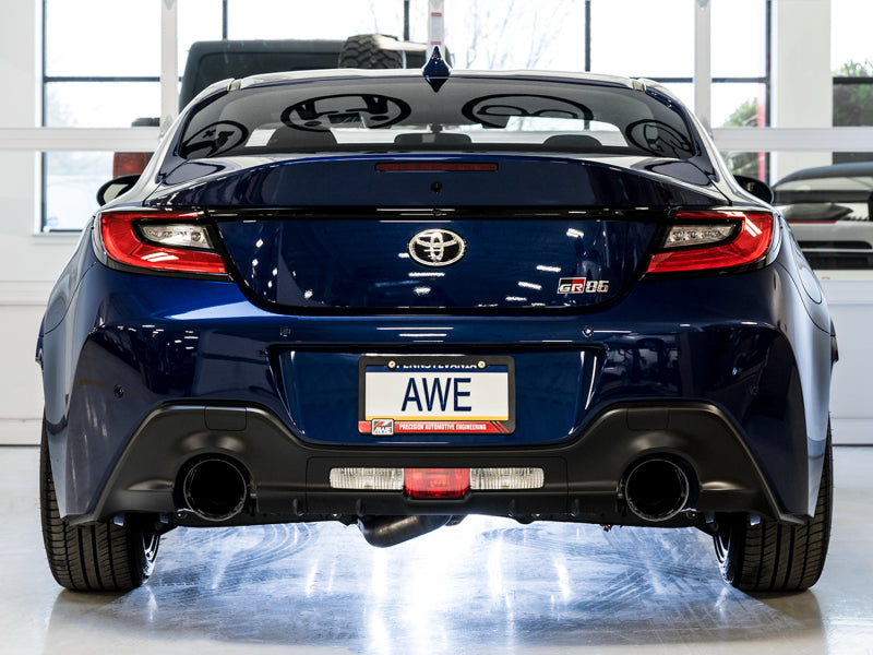 AWE Tuning BRZ Toyota GR86 Toyota 86 Track Edition Cat-Back Exhaust- Diamond Black Tips - view 3
