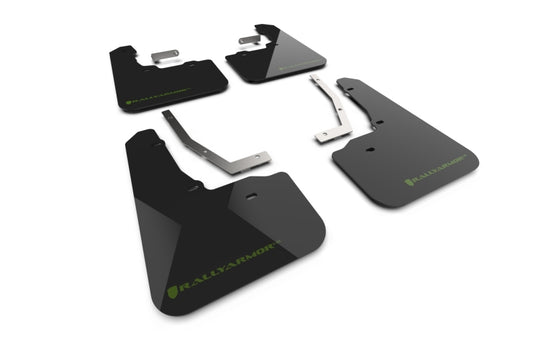 Rally Armor Wilderness Black UR Mud Flap with Green Logo