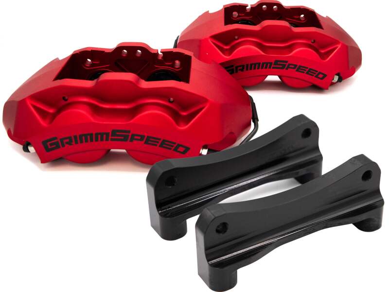 GrimmSpeed 4-Piston Brake Caliper Kit - Red for 02-21 Subaru WRX/STI