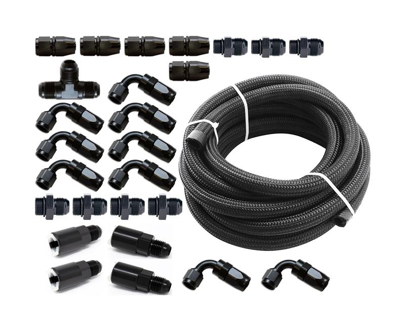 Torque Solution Braided Fuel Line Kit for -6 Aeromotive FPR Flex Fuel Kit for 02-14 Subaru WRX - view 2