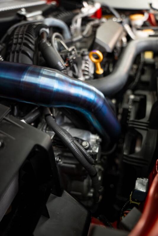 Torque Solution + Ascent Titanium Top Mount Charge Pipe - Burnt Blue for 2022 Subaru WRX - view 3