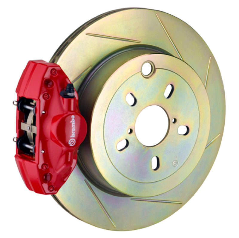Brembo Rear GT BBK 2 Piston Cast 2pc 316 x20 1pc Rotor Slotted Type1-Red for 02-07 Subaru WRX/Impreza