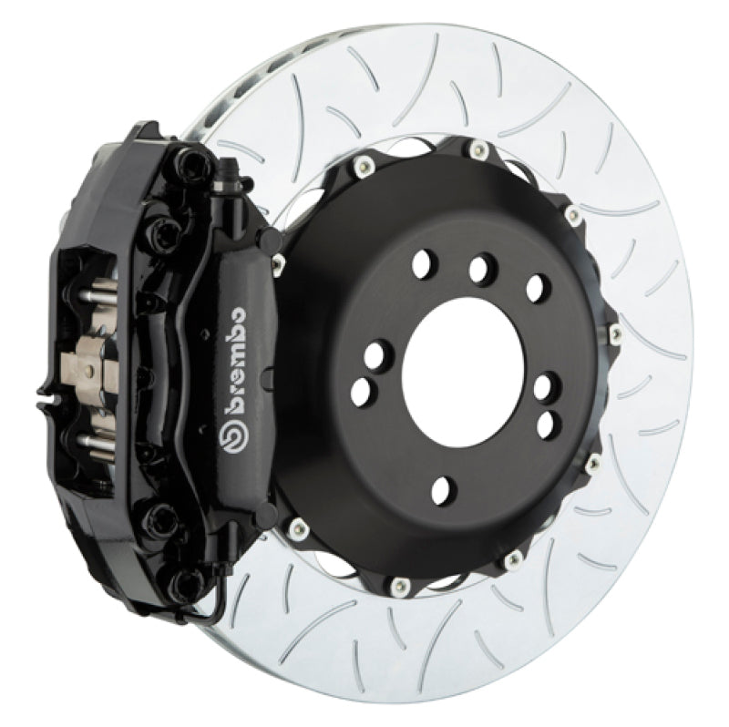 Brembo 22+ Rear GT BBK 4 Piston Cast 345x28 2pc Rotor Slotted Type3-Black for Subaru WRX
