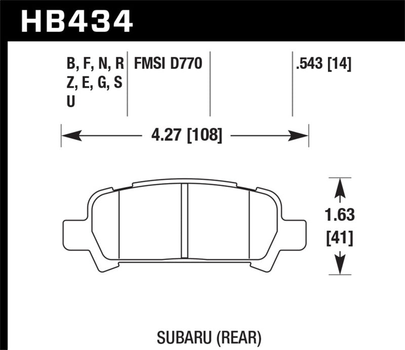 Hawk Performance Hawk D770 Performance Ceramic Street Rear Brake Pads for 02-03 Subaru WRX/LGT - view 3