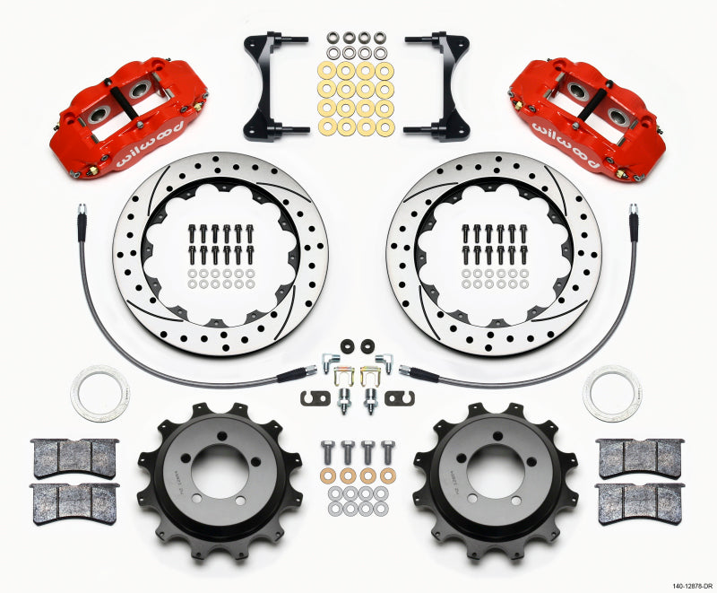 Wilwood Narrow Superlite 4R Rear Kit 12.88in Drilled Red for 99-05 Subaru WRX/Impreza