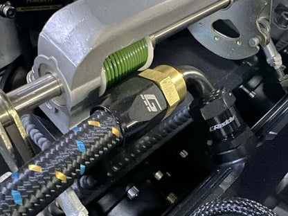 GReddy AN10 90 Degree Swivel Hose End - Black/Gold Anodized
