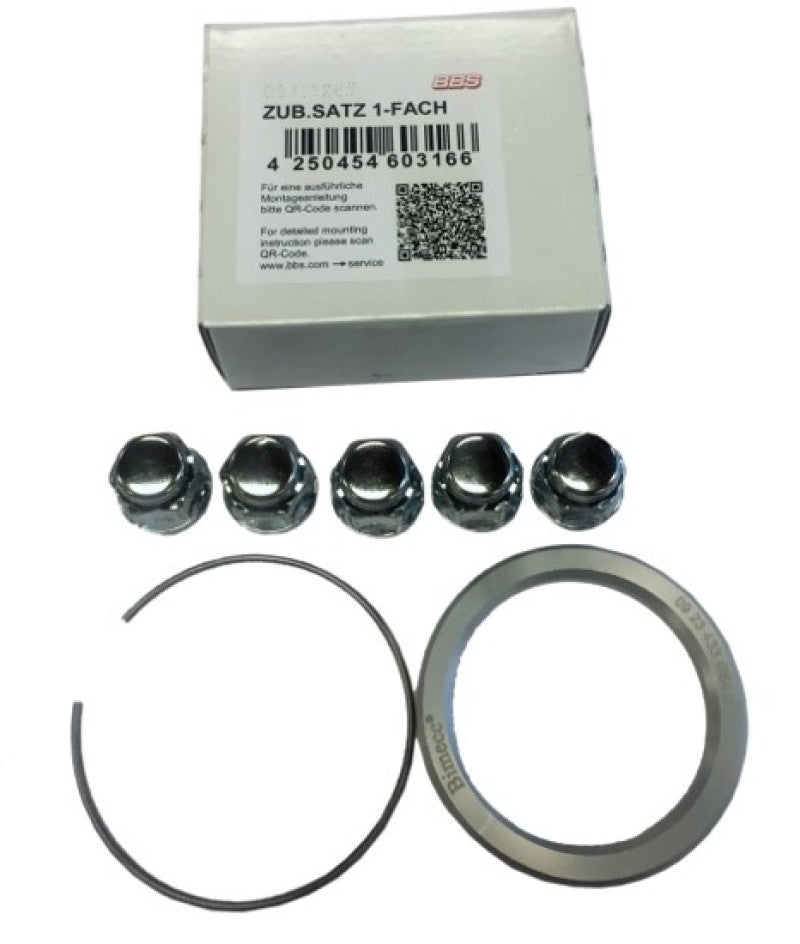 BBS PFS KIT - 5x114.3 - Includes 82mm OD - 56mm ID Ring 82mm Clip Lug Nuts