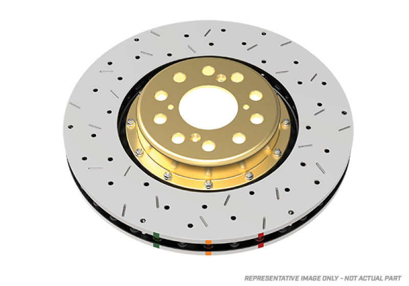 DBA Wagon Front Drilled Slotted 5000 Series 2 Piece Rotor with Gold Hat for 03-06 Subaru Legacy GT