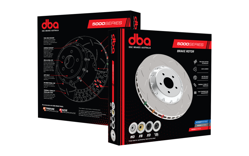 DBA 13+ FR-S 13+ BRZ Premium Front Drilled Slotted 5000 Series Rotor with Gold Hat for 02-10 Subaru WRX - view 7
