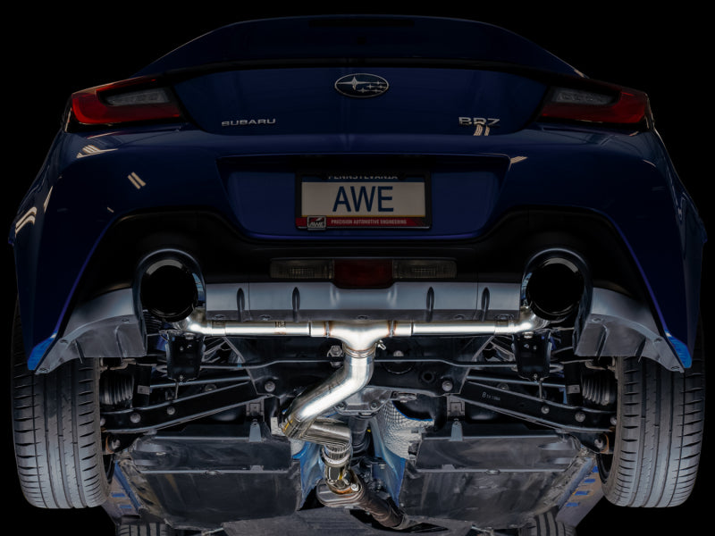 AWE Tuning BRZ Toyota GR86 Toyota 86 Track Edition Cat-Back Exhaust- Diamond Black Tips - view 7