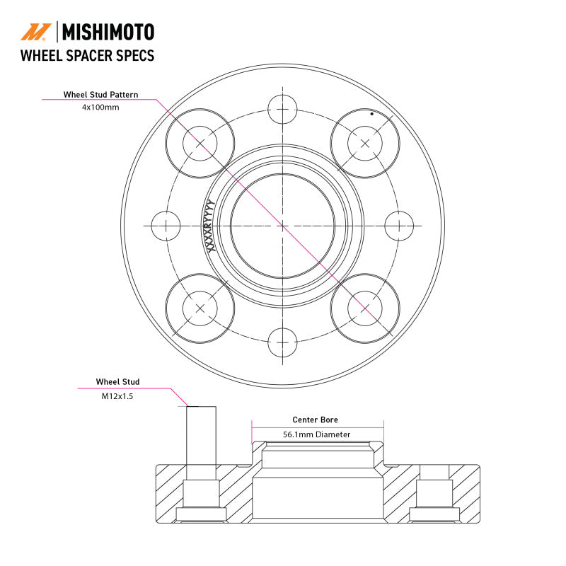 Mishimoto Wheel Spacers - 5x100 - 56.1 - 25 - M12 - Black - view 7