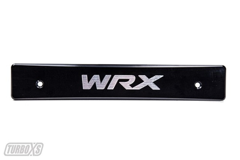 Turbo XS Billet Aluminum License Plate Delete Black Machined Logo for 15-17 Subaru WRX/STI