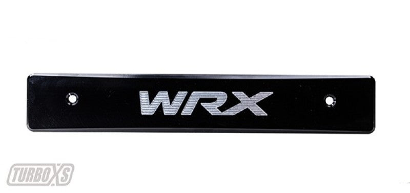 Turbo XS Billet Aluminum License Plate Delete Black Machined Logo for 08-14 Subaru WRX/STI