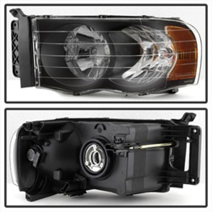 Xtune Dodge Ram 1500 02-05 Amber Crystal Headlights Black HD-JH-DR02-AM-BK