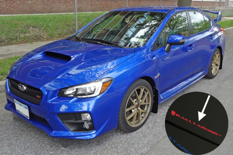 Rally Armor 15-21 Subaru WRX/STI (Sedan ONLY) Black UR Mud Flap w/ Light Blue Logo