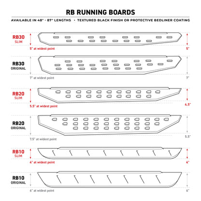 Go Rhino RB20 Running Boards - Bedliner - 87in