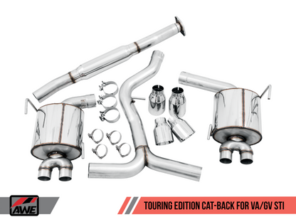 AWE Tuning Subaru STI VA / WRX GV / STI GV Sedan Touring Edition Exhaust - Chrome Silver Tip (102mm)