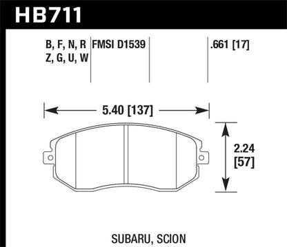 Hawk 13 Subaru BRZ / 13 Scion FR-S Perf. Ceramic Front Street Brake Pads