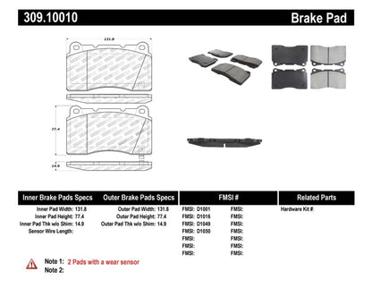 StopTech Performance 04-07 STi / 03-06 Evo / 08-10 Evo / 10+ Camaro Front Brake Pads