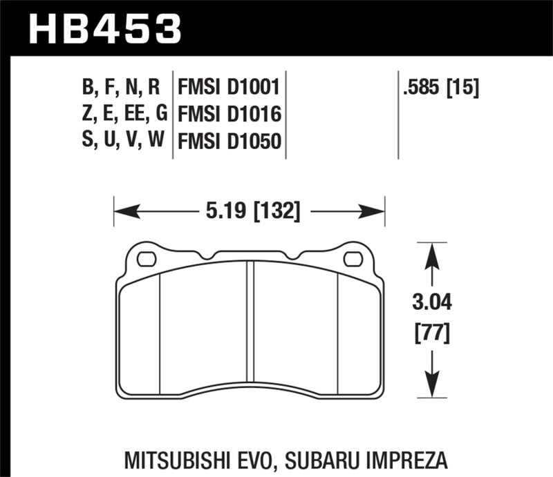 Hawk DTC-80 04-15 Subaru Impreza WRX/STI, 02-06/08-14 Mitsubishi Lancer Evo Front Brake Pads